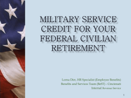 Military Service Credit for your Federal Civilian Retirement