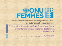 Presentation des actions d`ONU Femmes en faveur du renforcement