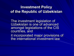 Investment Policy of the Republic of Uzbekistan