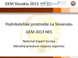 GEM 2013, Podnikateľské prostredie na Slovensku