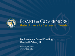 Univ System Performance Based Funding