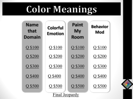 Color Jeopardy and Color Meaning
