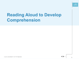 Reading Aloud to Develop Comprehension