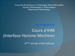Cours d`IHM (Interface Homme Machine) 4eme année informatique
