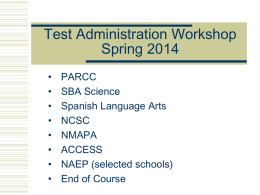 Spring 2015 Testing Workshop - APS Assessment