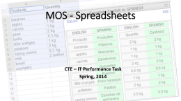MOS - Spreadsheets EOY STUDY GUIDE