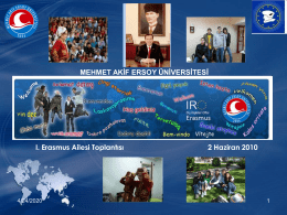 Erasmus Ailesi Sunumu - Mehmet Akif Ersoy Üniversitesi