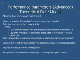 Performance parameters (Advanced) Theoretical Plate Model