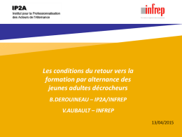 Les conditions de retour vers la formation par alternance des jeunes