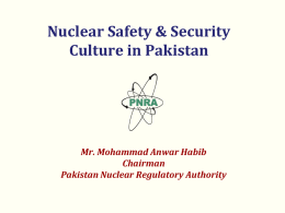 Nuclear Safety and Security Culture in Pakistan