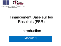 Module 3 Généralités sur le RBF au Benin