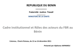 Module 6 Cadre institutionnel du FBR Bénin