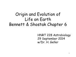 Origin and Evolution of Life on Earth (Week 5)