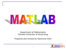 Tutorial on MATLAB - Department of Mathematics, CUHK