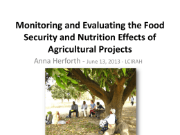 Monitoring and Evaluating the Food Security and Nutrition