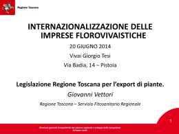 Giovanni Vettori – Legislazione Regione Toscana per l`export
