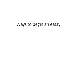 Ways to begin an essay