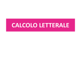 CALCOLO LETTERALE