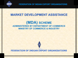 MDA Scheme - HO - Federation of Indian Export Organisations
