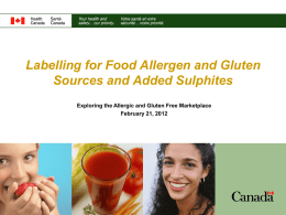 Labelling for Food Allergen and Gluten Sources and Added Sulphites