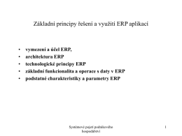 Základní principy řešení a využití ERP aplikací