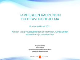 Sari Mäntylä - Tampereen kaupungin tuottavuusohjelma