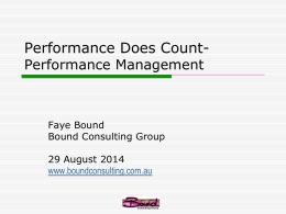 Performance does count, performance management