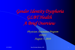2010 Physicians Assistant OHSU Presentation on Gender Dysphoria