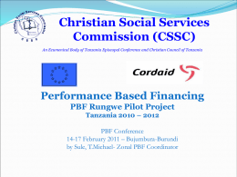 A PBF experience in Tanzania - Performance Based Financing