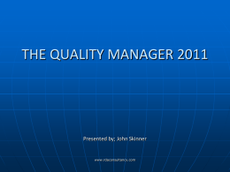 THE QUALITY MANAGER 2011 - Chartered Quality Institute