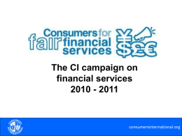 Consumers for Fair Financial Services campaign presentation
