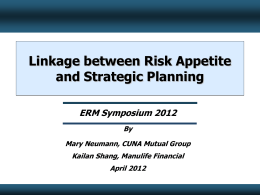 Risk Appetite: Linkage with Strategic Planning