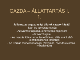 GAZDA – ÁLLATTARTÁS I. 1.