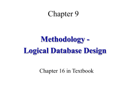 Methodology – Logical Database Design
