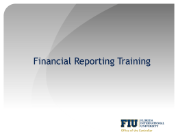 Financial Reporting Training - Office of Finance & Administration