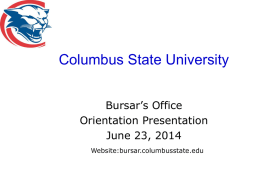 Orientation Presentation  - Bursar`s Office