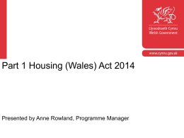 Part 1 Housing (Wales) Act 2014