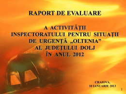 Raport de evaluare a activitatii ISU Dolj in anul 2012