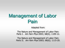 Management of Labor Pain