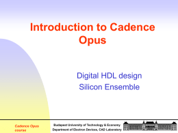 Cadence Opus course