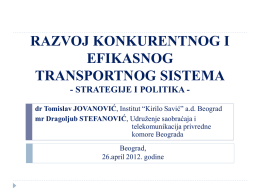 razvoj konkurentnog i efikasnog transportnog sistema