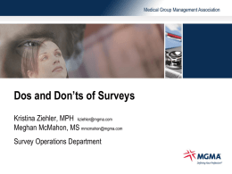 Survey FAQs - Medical Group Management Association