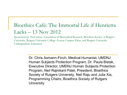 Bioethics Café - Rutgers Biomedical and Health Sciences