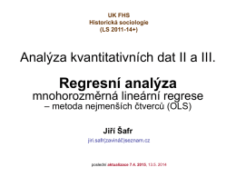 Regresní analýza (1) - Analýza kvantitativních dat