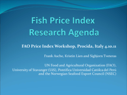 Fish Price Index: status of work, further development