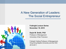 A New Generation of Leaders: The Social Entrepreneur