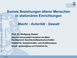 Prof. Dr. Wolfgang Glatzer - Frankfurter Netzwerk Ethik in der
