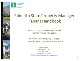 Palmetto State Property Managers Tenant Handbook