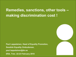 Remedies, sanctions, other tools – making discrimination cost