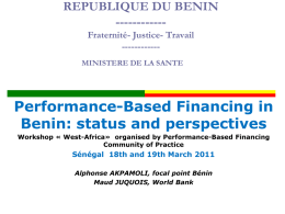 Performance-Based Financing in Benin: status and perspectives